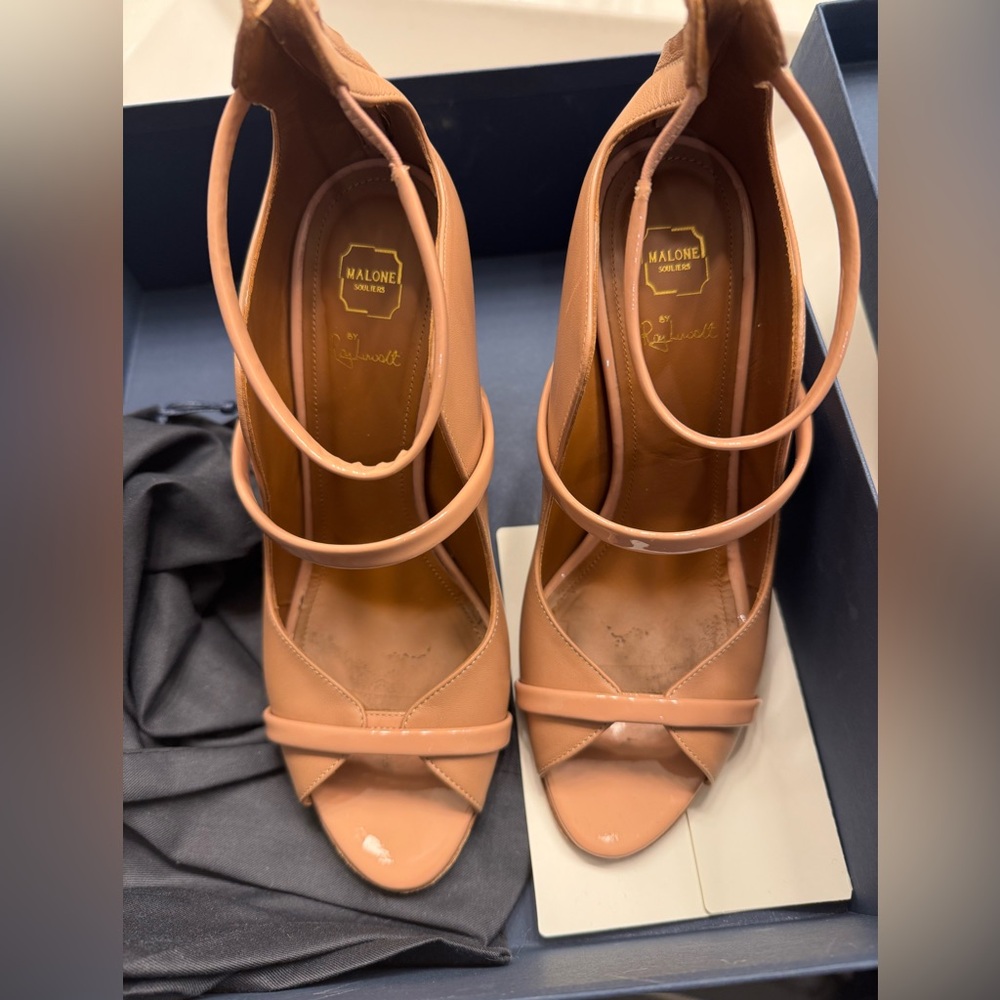 Malone Souliers 100mm Mika Triple Band Sandal in blush